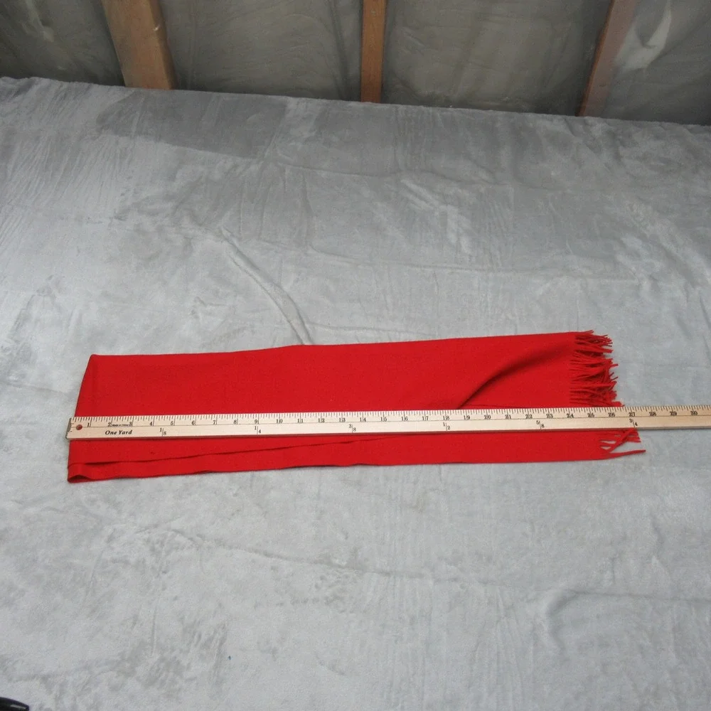 Pendleton Scarf Unisex Red 100% Virgin Wool Fringed Classic Winter USA VTG 70s‎